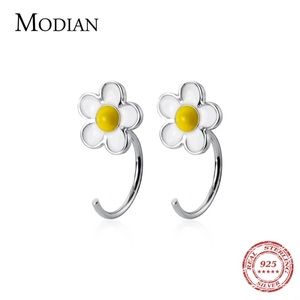 Sterling Silver Sunflower dainty hoop earring